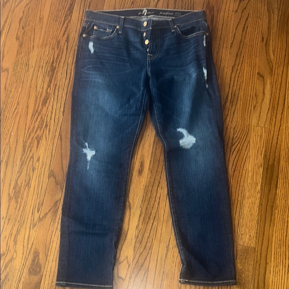 7 For All Mankind Dark Blue Skinny Jeans